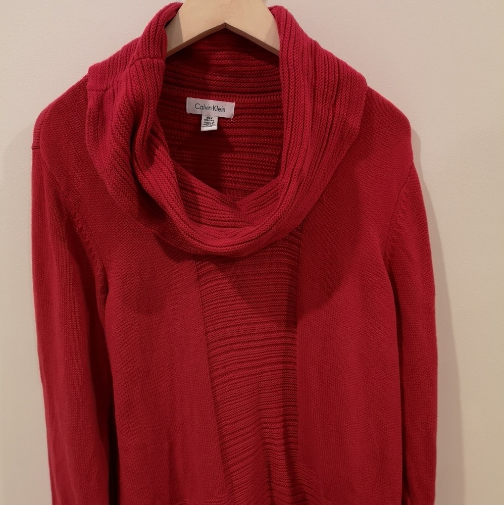 Calvin Klein | Bright red cowl neck sweater